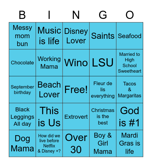 Jen’s Bingo Game Bingo Card