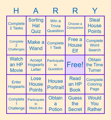 Harry Potter Bingo Card