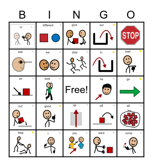 Core Words Bingo Card