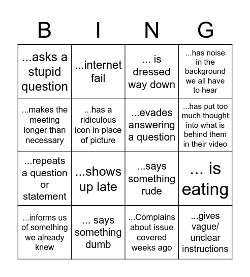 Someone... Bingo Card