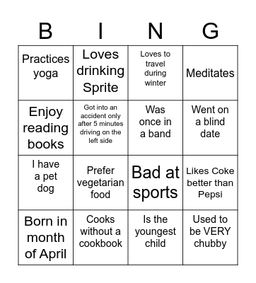 Ching Yi Bingo Card