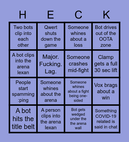 TRFC Bingo Card