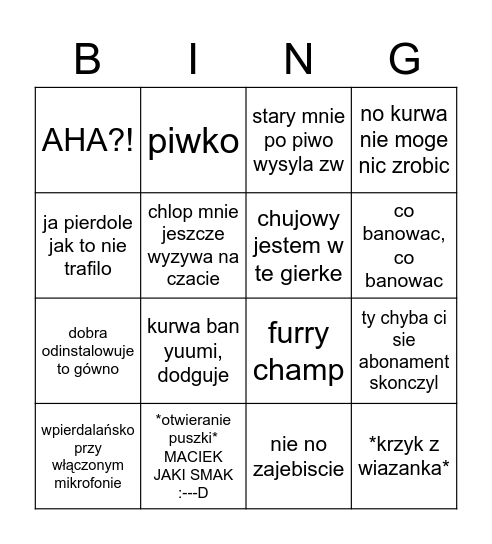 Mati Bingo Card