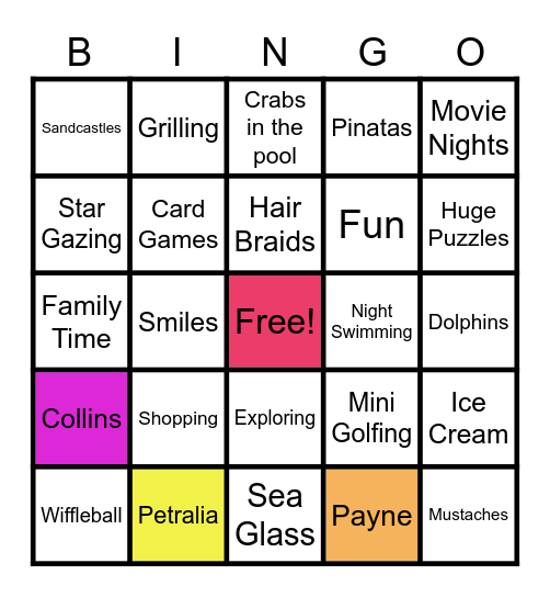 OBX FAMILY BINGO NIGHT Bingo Card