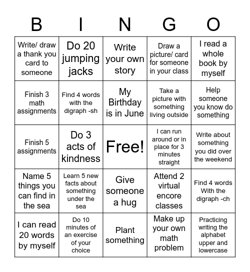 Saint A’s Bingo 5/13- 5/20 Bingo Card