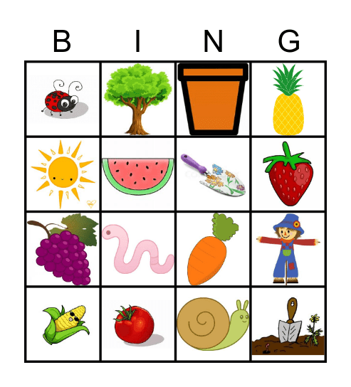 Garden Bingo Card