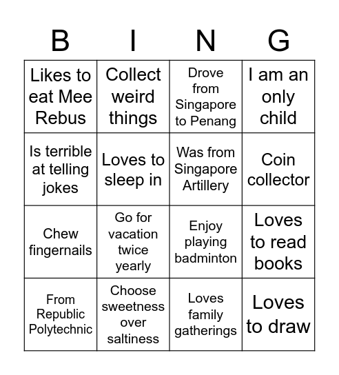 Get to know your colleagues: Akbar Bingo Card