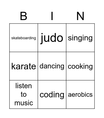 Zoom Bingo Card