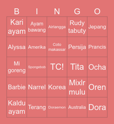 BINGO WITH GELETEK Bingo Card