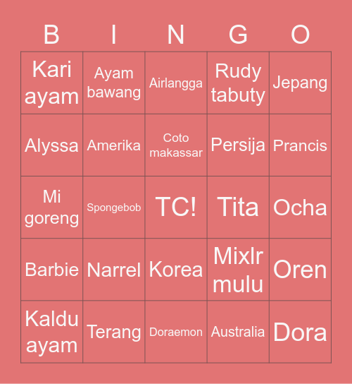 BINGO WITH GELETEK Bingo Card