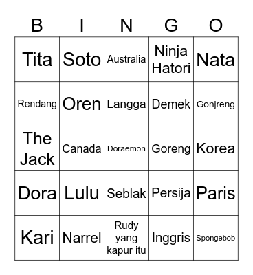 LULU Bingo Card