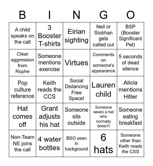 Zoom Bingo Card