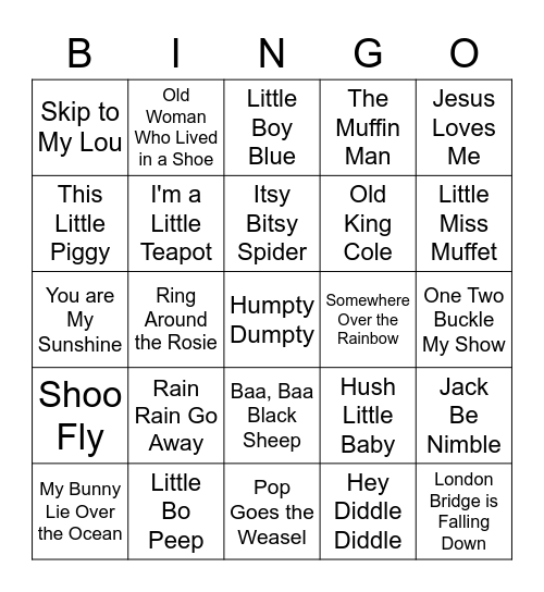 BABY LULLABY'S Bingo Card