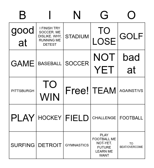 Unit 14/Lesson 1 Bingo Card