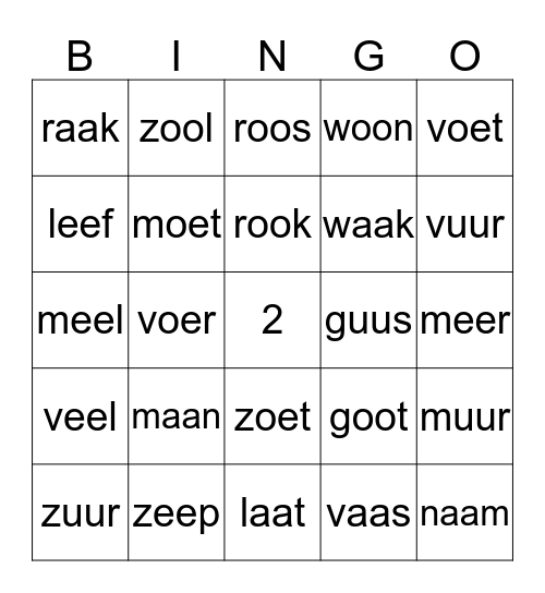 zingend lezen Bingo Card