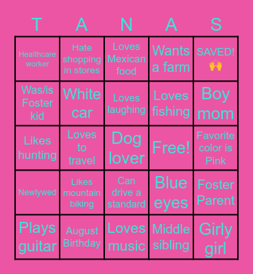 Tana's Bingo Card