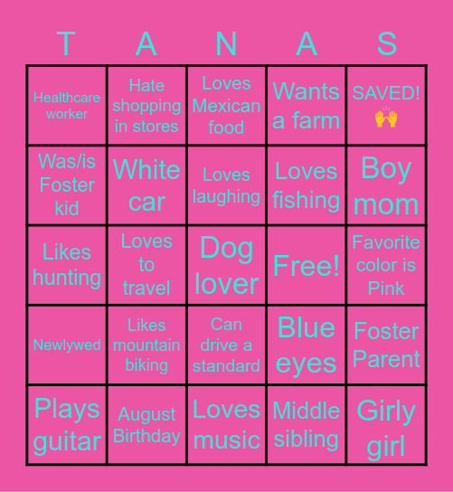 Tana's Bingo Card