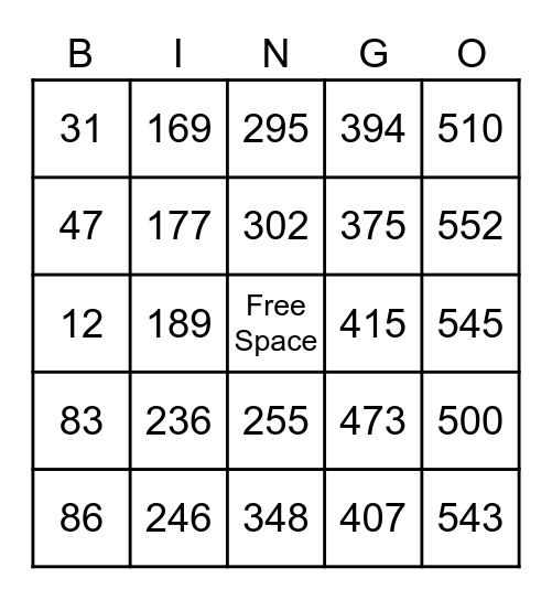 Our Bingo Card Bingo Card