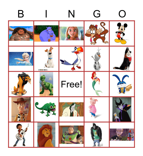 My Emotions by Disney Characters Bingo Card
