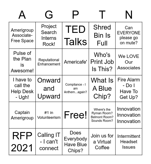 AGP TN Bingo! Bingo Card