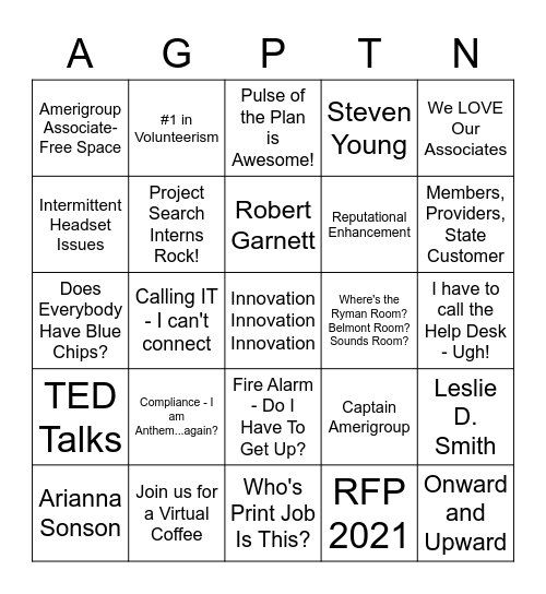 AGP TN Bingo! Bingo Card