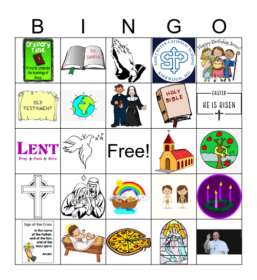 Catholic Symbols Bingo Card