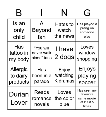 Get to know your colleagues: Peng Se Bingo Card