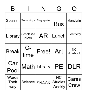 Wildcat Bingo Card