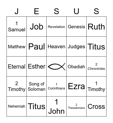 Bible Study Bingo Card