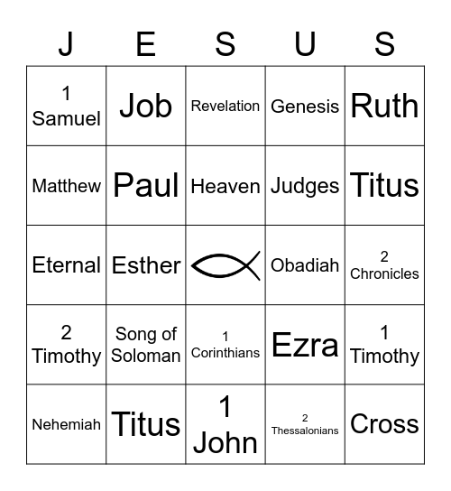 Bible Study Bingo Card