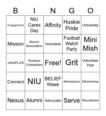Volunteer Bingo Card