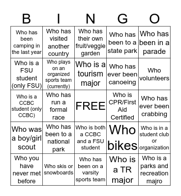 Find Someone... Bingo Card