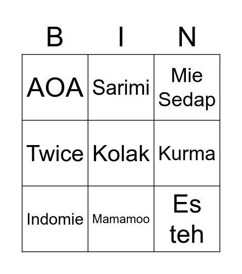Bingo Zonkblo Bingo Card