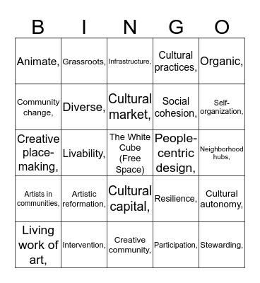 Art Buzz Bingo Card