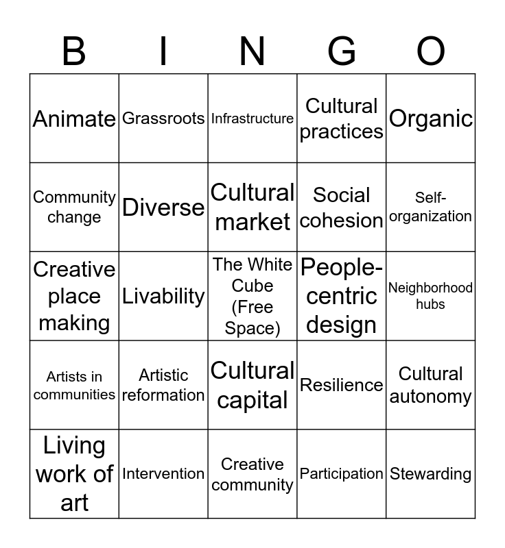 Art Buzz Bingo Card