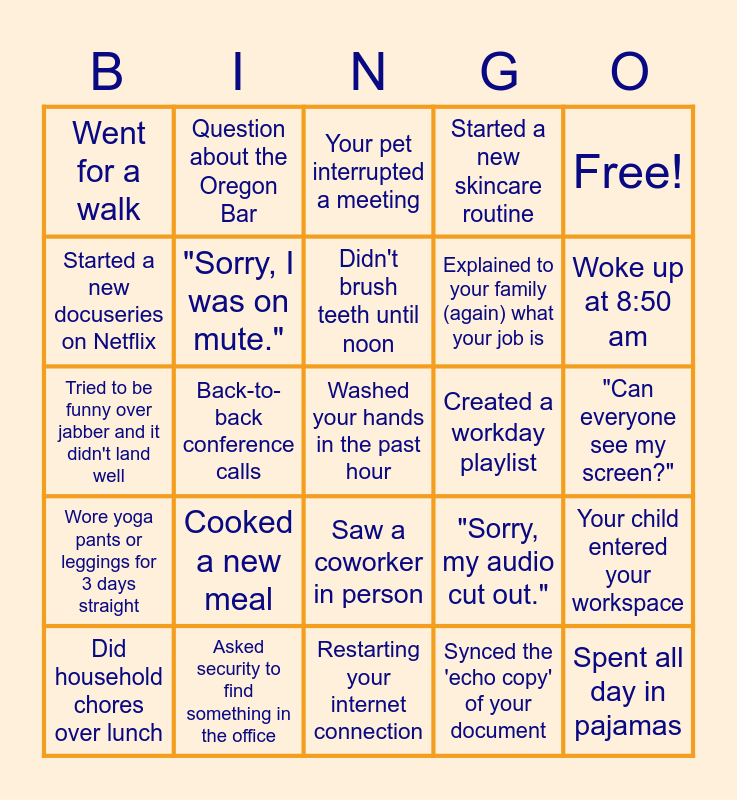 LP Bingo: Work From Home Bingo Card