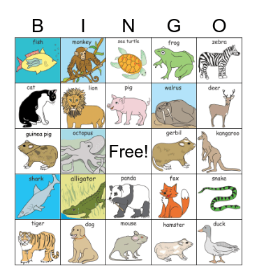 Animal Bingo Card