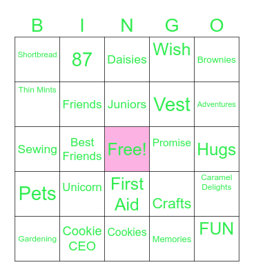 TROOP #30087 Bingo Card