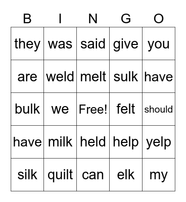 End blends Bingo Card