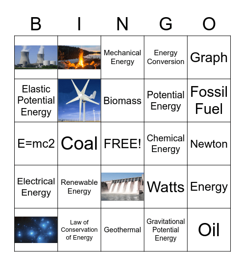Chap 15 Energy Bingo Card