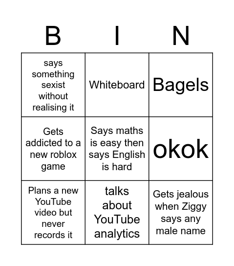 Henry Bingo Card