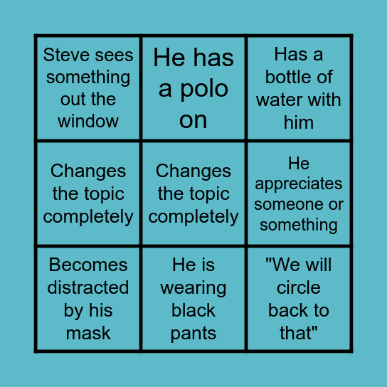 Steve Bingo Card