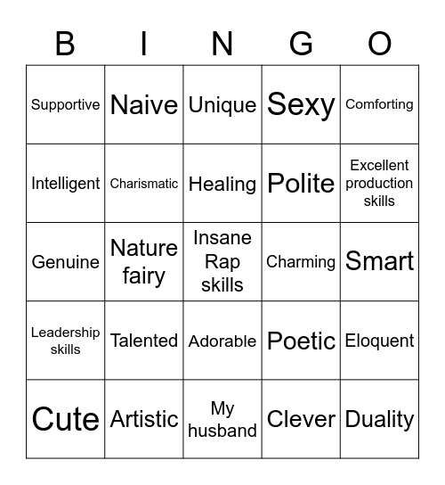 NAMJOON BEST QUALITIES Bingo Card