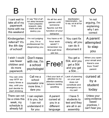 Psychology Bingo Card