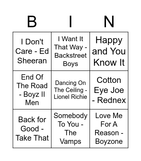 Rock n Roll! Bingo Card