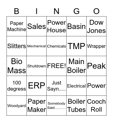 Bear Island Bingo Card