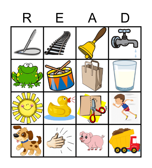 Short Vowel Word Bingo Card