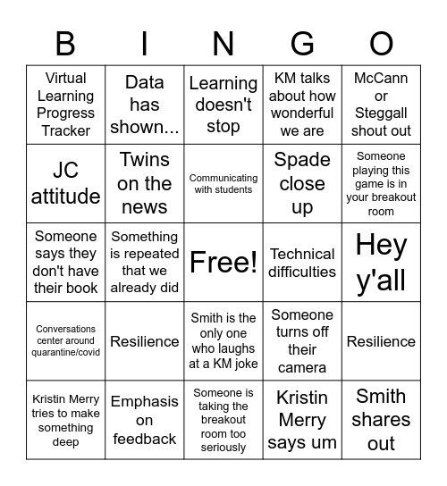 PD Bingo Card