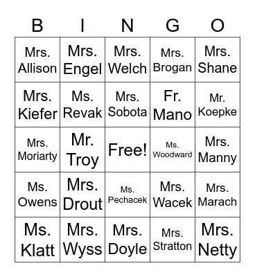St. Joe's! Bingo Card