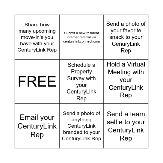 Leasing Office Bingo Card